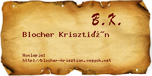 Blocher Krisztián névjegykártya